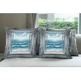 thumbnail image 2 of Ambesonne Ocean Throw Pillow Cover Pack of 4, Historic Window Sea Scenery, 4 Pcs-36"x36", Sea Blue Coconut and Camel, 2 of 5