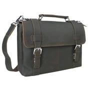Vagarant Traveler Classic Full Grain Leather Click Latch Messenger Laptop Bag LM25.DB