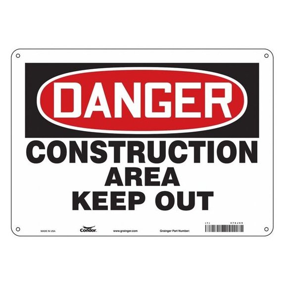 Condor Safety Sign,10 inx14 in,Polyethylene 476J69