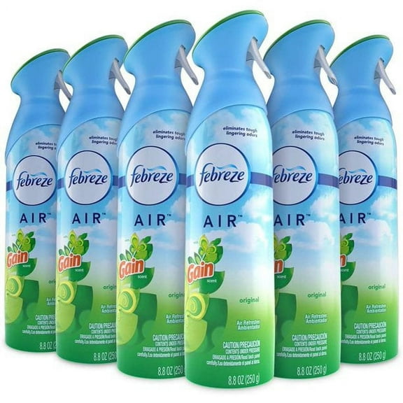 Febreze Air Freshener and Odor Eliminator Spray, Gain Original Scent, 8.8 Oz (Pack of 6)