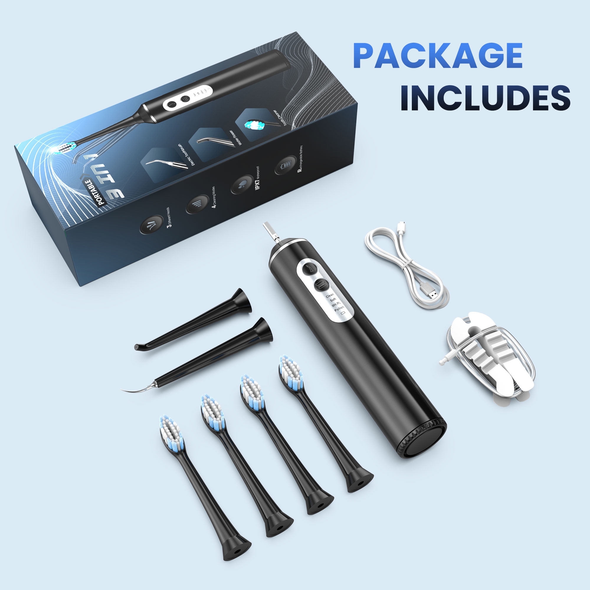 3 in 1 Electric Toothbrush with Water Flosser, Electric Toothbrush & Water Flosser Combo, Teeth Irrigator Cleaning Kit with 4 Modes, Portable Electric Toothbrush for Travel Home