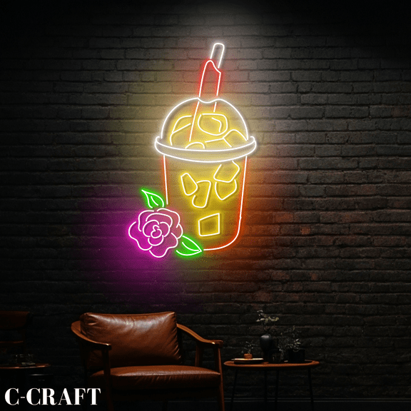 C-CRAFT Mangonada Neon Led Light Sign for Mexican Mangonada Smoothie Shop Wall Art Decor