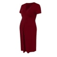 thumbnail image 3 of Gunia Womens Maternity Pregnant Casual Short Sleeves Solid Color Nursed Tanks Dress Belt For Breastfeeding Breathable, 3 of 7