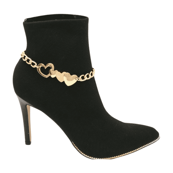 Women Gold Metal Chain Boot Bracelet Shoe Heart Charm Fashion Jewelry