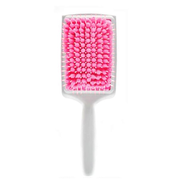 Cepillo desenredante para cabello húmedo y seco con esponja de secado rápido, cepillo plano suave rosa para mujer.