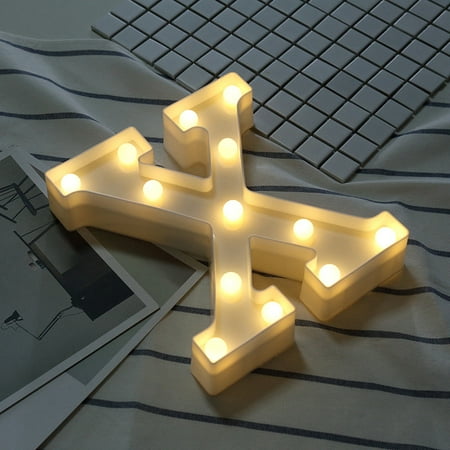 

Vikakiooze Home Decor Clearance Alphabet LED Letter Lights Light Up White Plastic Letters Standing Hanging X