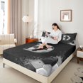 thumbnail image 4 of Castle Fairy Letter Monogrammed D Boy Girl 4 Pieces Queen Sheet Sets,Geometric Honeycomb Ultra Soft Flat Sheet,Graffiti Splash Queen Fitted Sheet,Lightweight Room Decor, 4 of 7