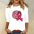 thumbnail image 2 of Honeeladyy Breast Cancer Shirts for Women Breast Cancer Awareness Round Neck 7/4 Sleeve Shirt Pink Ribbon Tee Tops #Kh-White-XXL, 2 of 5