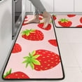 thumbnail image 2 of Kitchen Rugs Sets Of 2,Red Strawberry Plants Fruit Pink Pattern Anti Fatigue Kitchen Mat Rugs Non Slip Washable,Decorative Kitchen Floor Mats for Kitchen,Sink,Laundry,17"x47"+17"x47", 2 of 5