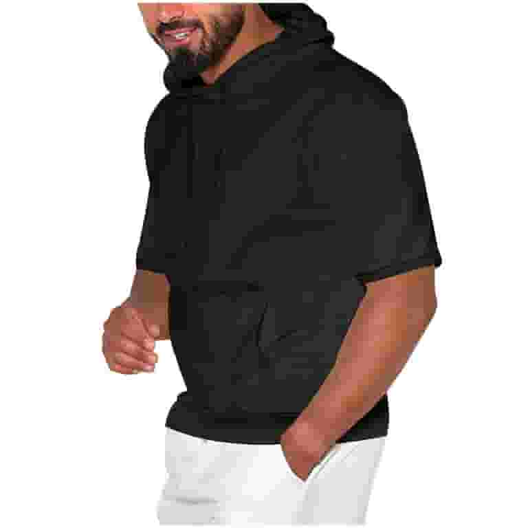 SwiftWear Short Sleeve Hoodie for Men Kangaroo Pocket Hooded SwiftWear Short Sleeve Hoodie for Men Kangaroo Pocket Hooded