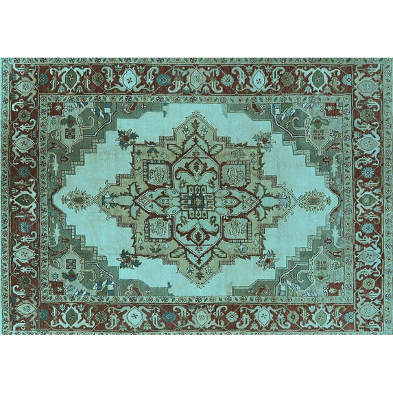 Ahgly Company Indoor Rectangle Oriental Light Blue Industrial Area Rugs, 8' x 10'