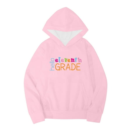 

Sweatshirt For Girls Kids Kids Boys Girls Autumn Winter School Season Eleventh Grade Letter Printed Long Sleeve Hoodie Warm And Comfortable Tops Children s Clothing Pink 130