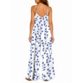 thumbnail image 3 of Women'S Blue White Small Flowers Jumpsuits Sleeveless Spaghetti Strap Loose Baggy Wide Leg Overalls Romper, 3 of 7