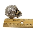 thumbnail image 3 of Skull Trinket Box Skeleton Bejeweled Crystals Silver Toned Hinged Halloween Décor Collectible, 3 of 4