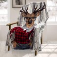 thumbnail image 2 of Safdie & Co. Throw Knit Flannel Hipster Deer, 2 of 2