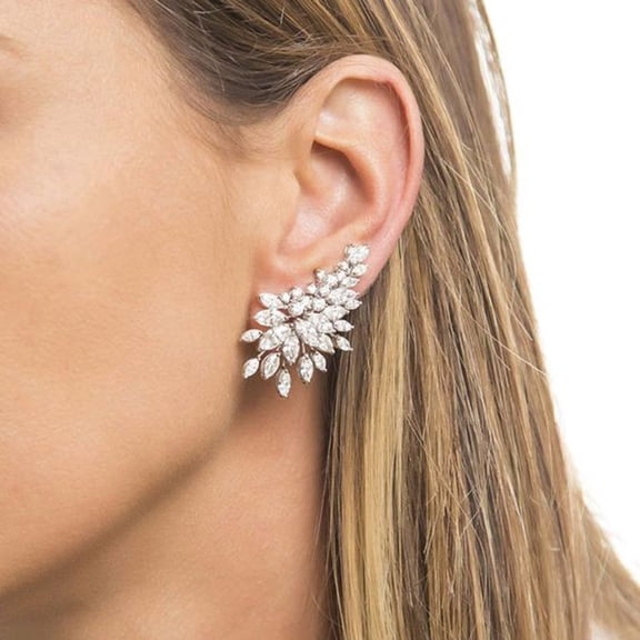 AEXTO Stud Earrings Marquise and Round Cubic Zirconia Rhinestone Cluster Earrings 925 Sterling Silver Post Hypoallergenic for Women, Brides, Bridesmaid