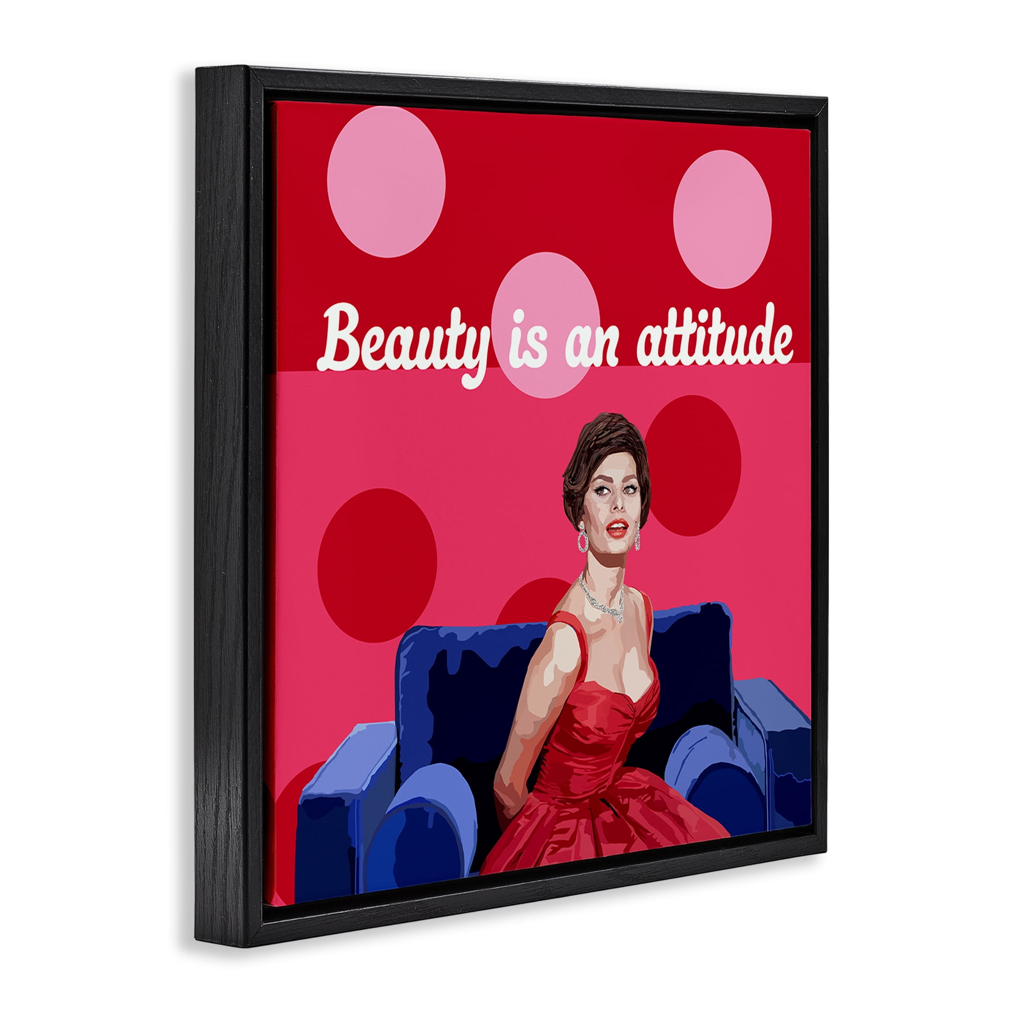 Stupell Industries Beauty Is An Attitude Black Framed Floater Canvas Wall Art, design by Lynnda Rakos