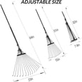 thumbnail image 2 of Walensee Garden Leaf Rake 64 inch Adjustable Folding Metal Leaves Rake Tools,Expandable Head from 7-22 inch,15 Tines Shrub Rake to Collect Leaf & Poop Among Lawn and Yards, 2 of 7