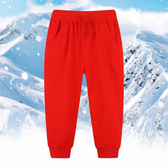HAJGJP Kids' Solid Color Tracksuit Pants With Bunched Feet Mid Sized Hoodie Pants Boys Spring Fashion 2024 Pants Red,3-4 Years