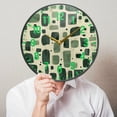 thumbnail image 6 of Yayeee Wall Clock Battery Operated 11.9" Silent Quartz Non-Ticking for Living Room Decor, Green Geometric, 6 of 8