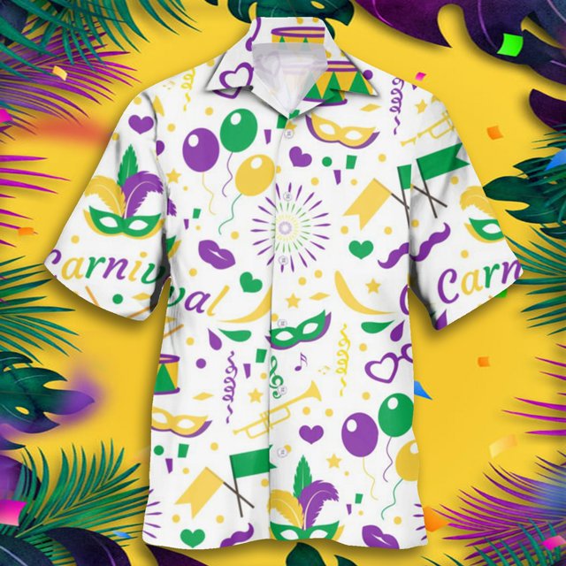 toraway Mens Shirts Chemise à Manches Courtes Habillée Décontractée pour Homme Été Printemps Été Carnaval Chemise Régulière à Manches Courtes Imprimé Complet Chemise Simple L