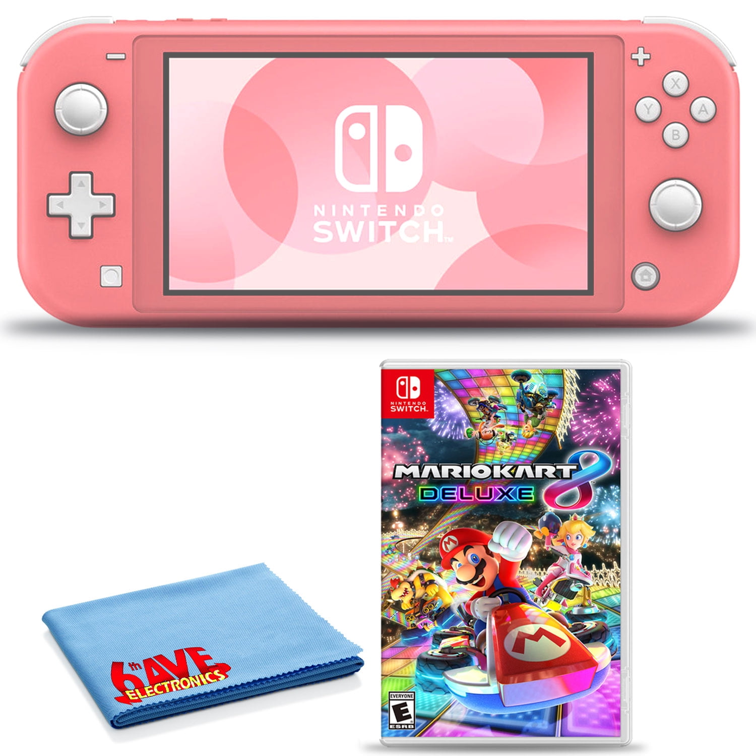 Nintendo Switch Lite (Turquoise) Bundle with Mario Kart 8 and 6Ave 