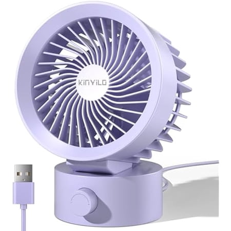 LYH USB Desk Fan Small Quiet, Stepless Speed Mini Fans for Home Office Dorm Desktop, Portable Travel Personal Cooling, Plug In USB Powered, Purple