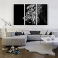 thumbnail image 2 of ARTCANVAS Roaring Lion Black and White Canvas Art Print - Size: 60" x 40" (0.75" Deep) (3-Piece), 2 of 9
