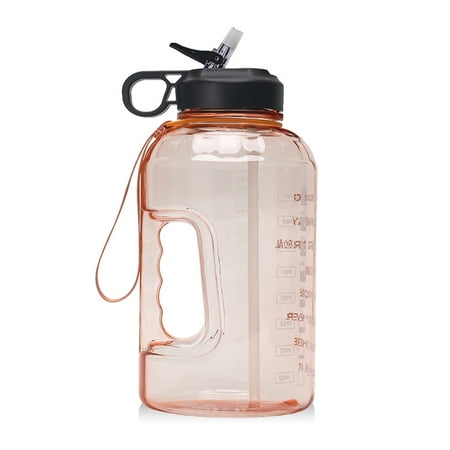 

2.2L Motivating Water Bottle with Time Marker Straw Half Gallon Quotes Reusable Plastic Leakproof Wide Mouth Jug Mug Accessories Pink
