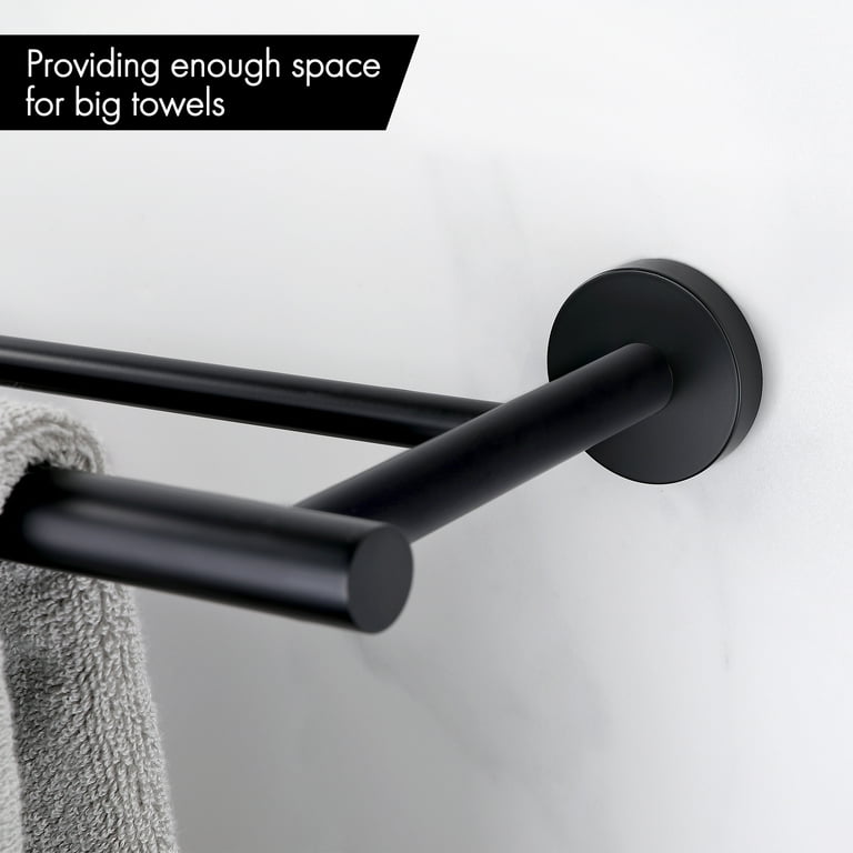 KES Self Adhesive Towel Bar 16-Inch Modern Towel Holder Stick on Towel Rack  for Bathroom No Drilling Holder Stainless Steel Matte Black