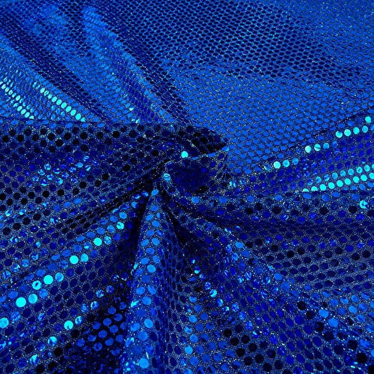  ShinyBeauty Fabric by The Yard 1 Yard Royal Blue Sequin Fabric  Glitter Embroidery Fabric by The Yard Material for DIY Sewing Curtain  Backdrop Tablecloth Table Linen Runner Clothes (Royal Blue)