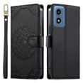 thumbnail image 2 of Leather Case For Motorola Moto G Play 2024 6.5",Embossed Totem Wallet With Card Holder,Wristband, Shockproof Kickstand Magnetic Cover,Black,For Moto G Play 2024, 2 of 7