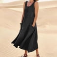 thumbnail image 2 of MaFYtyTPR Women's Sleeveless Denim Maxi Dresses Casual Loose Fit Crew Neck Side Pocket Lightweight Summer Dress Women Beach Dresses A-Black XL, 2 of 6