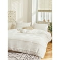 thumbnail image 6 of Move Over White Boho Bedding Set Mini Pom Poms Pattern Soft Washed Microfiber Duvet Cover Set King No Filling, 6 of 8