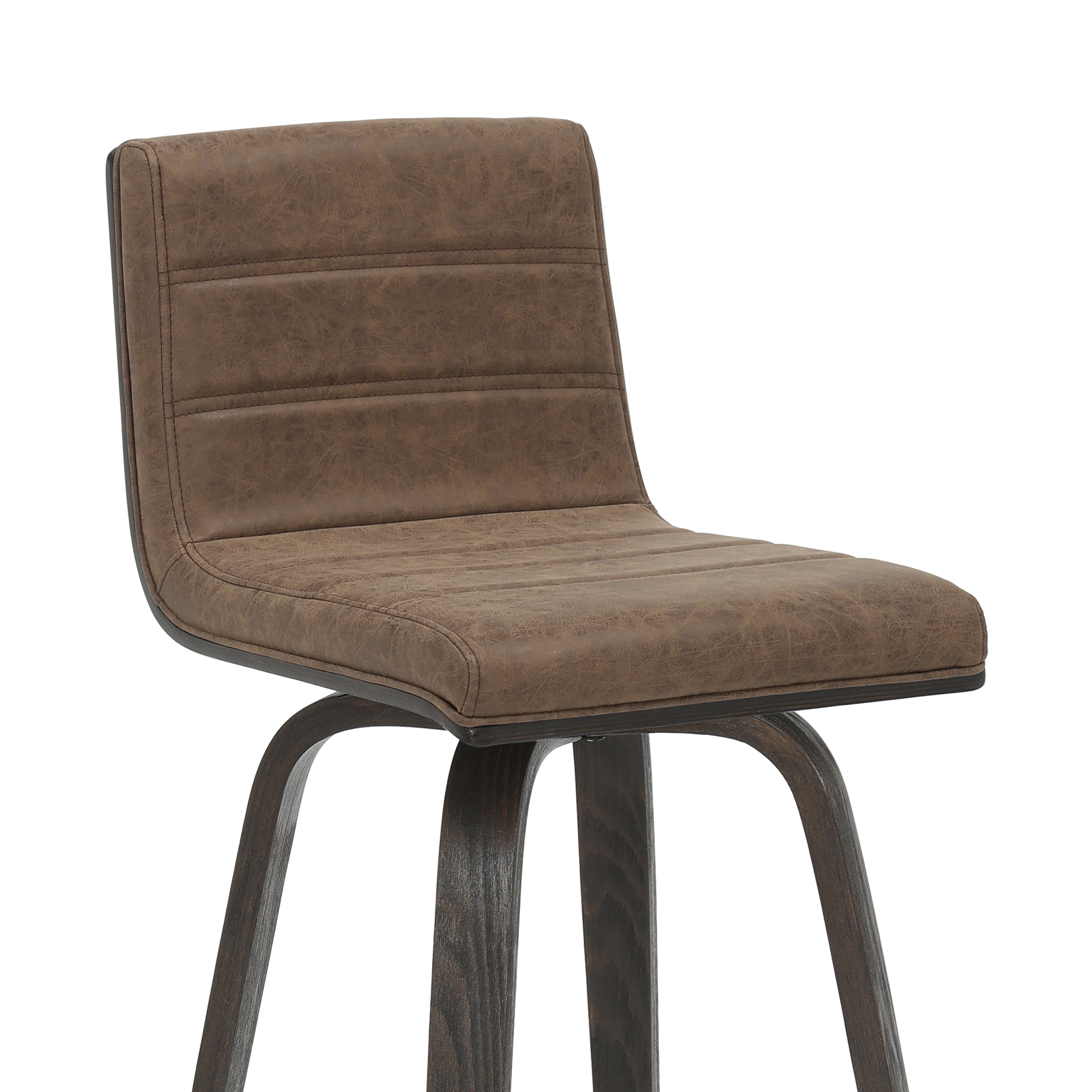 Vienna 35.5 in. H Swivel Counter Height Vintage Dark Brown Square Back Wood Bar Stool with Faux Leather Seat Set of 2