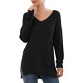 thumbnail image 1 of T-shirt à Manches Longues à Col en V pour Femmes, à Manches Longues, à Manches Longues, 1 of 4