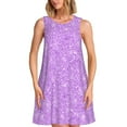 thumbnail image 1 of Xecao Robes d'Été Lilas Scintillantes pour Femmes Robes Décontractées de Plage Sans Manches T-Shirt Robe Évasée avec Poches, 1 of 7