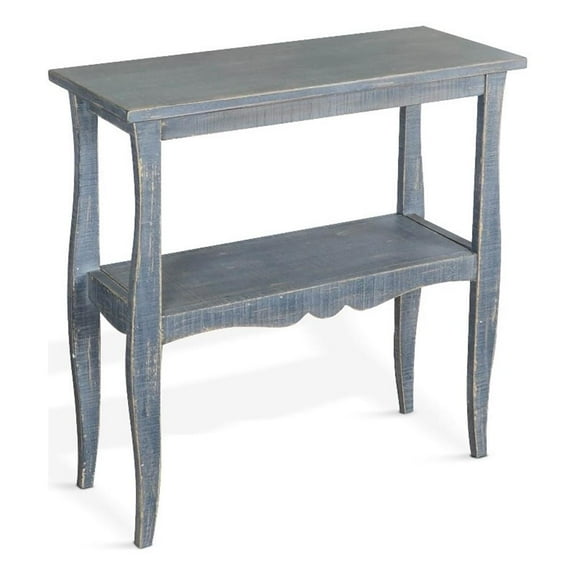 Pemberly Row Modern Ocean Blue Solid Wood and Veneers Side Table