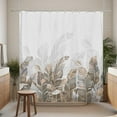 thumbnail image 2 of Brown Leaves Shower Curtain, Modern Plants Floral Leaves Bathroom Curtain, Minimalist Natural Botanical Shower Curtain Set with 12 Hooks for Bathroom, 72Wx84L, 2 of 4