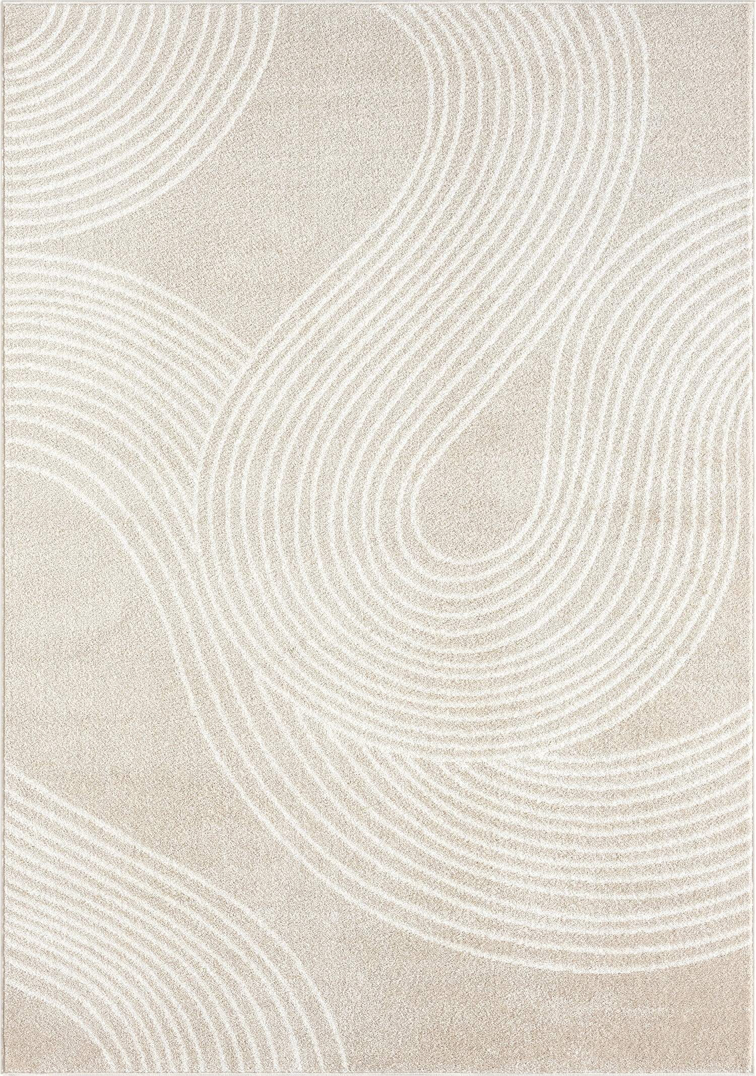 Abani Nuevo Collection Area Rug Mid Century Modern Bedroom Living Room Decor Floor Rug 5 x 8 Beige Cream