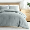 thumbnail image 7 of Noble Linens 3 Piece Light Blue Waffle Textured All Season Down-Alternative Comforter Set, King/Cal King, 7 of 7