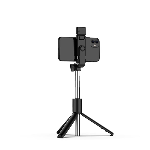 Trípode para selfies 3 en 1 con Bluetooth, monopié telescópico extensible con control remoto extraíble y soporte estable.