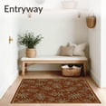 thumbnail image 3 of ODIKA 3'x5' Machine Washable Non-Slip Area Rug, Ornamental Mistletoe with Festive Ribbon Swirls Design High Traffic Rug, Brown, 614968, 3 of 7