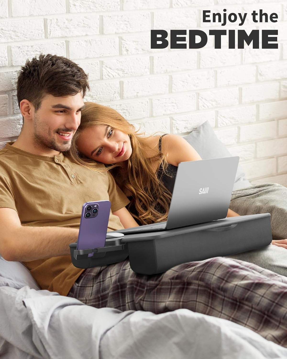 Laptop Lap Desk, Portable Laptop Desk for Bed - Fits Up to 17" Laptops & MacBook,Lightweight Lap Tray Table,Black