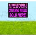 thumbnail image 1 of Fireworks Catherine Wheels Sold Here (18" x 24") Yard Sign, Includes Metal Step Stake, 1 of 6