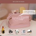 thumbnail image 3 of Double Layer Cosmetic Bag, Travel Makeup Bag Portable Leather Toiletry Bag, 3 of 5