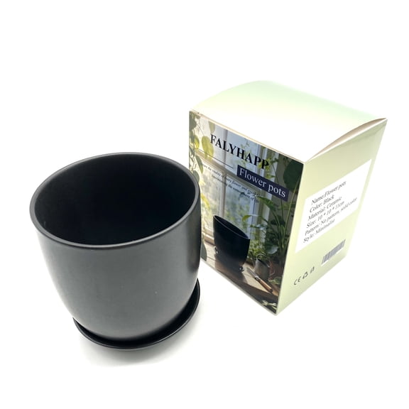 FALYHAPP Flower pots Simple and Modern Solid Black Ceramic Flower Pots for Small Potted Plants and Indoor Greens