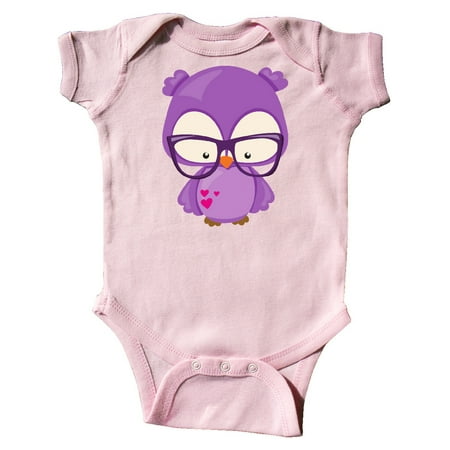 

Inktastic Valentine s Day Owl Purple Owl Glasses Hearts Gift Baby Boy or Baby Girl Bodysuit