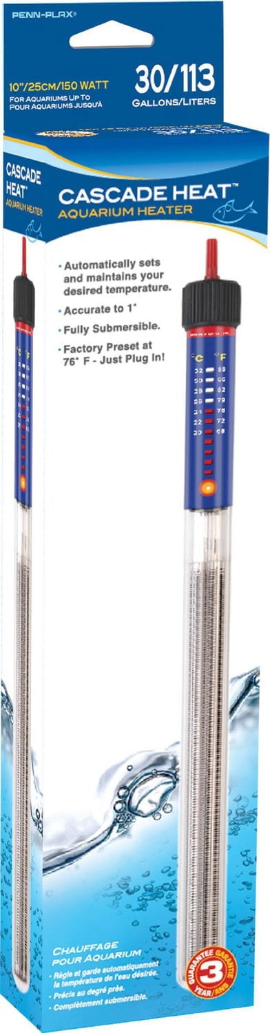 PENN-PLAX Chauffage d'aquarium à chaleur en cascade – Entièrement submersible – Idéal pour les aquariums d'eau douce et d'eau salée – 11" de longueur – 150 watts