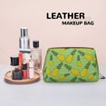 thumbnail image 4 of Cute Pineapple Green Stripe Makeup Bag, Large Capacity Travel Cosmetic Bag for Women Girls- Travel Toiletry Bag Leather Portable Waterproof Makeup Case Organizer with Handle, 4 of 4